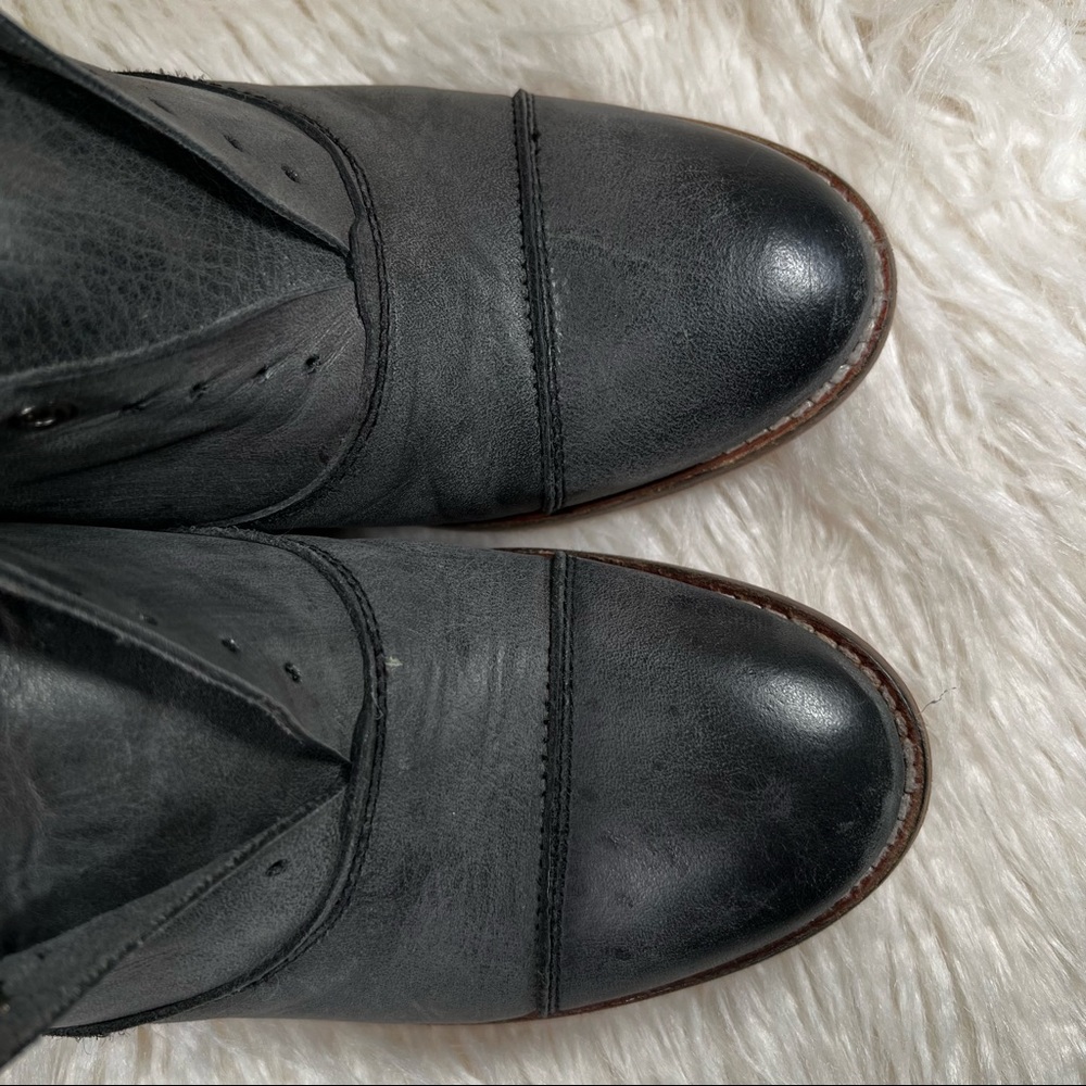 Free People Leather Slip On Oxford Shoe Distressed Gray (Sz 6) - Picture 2 of 6